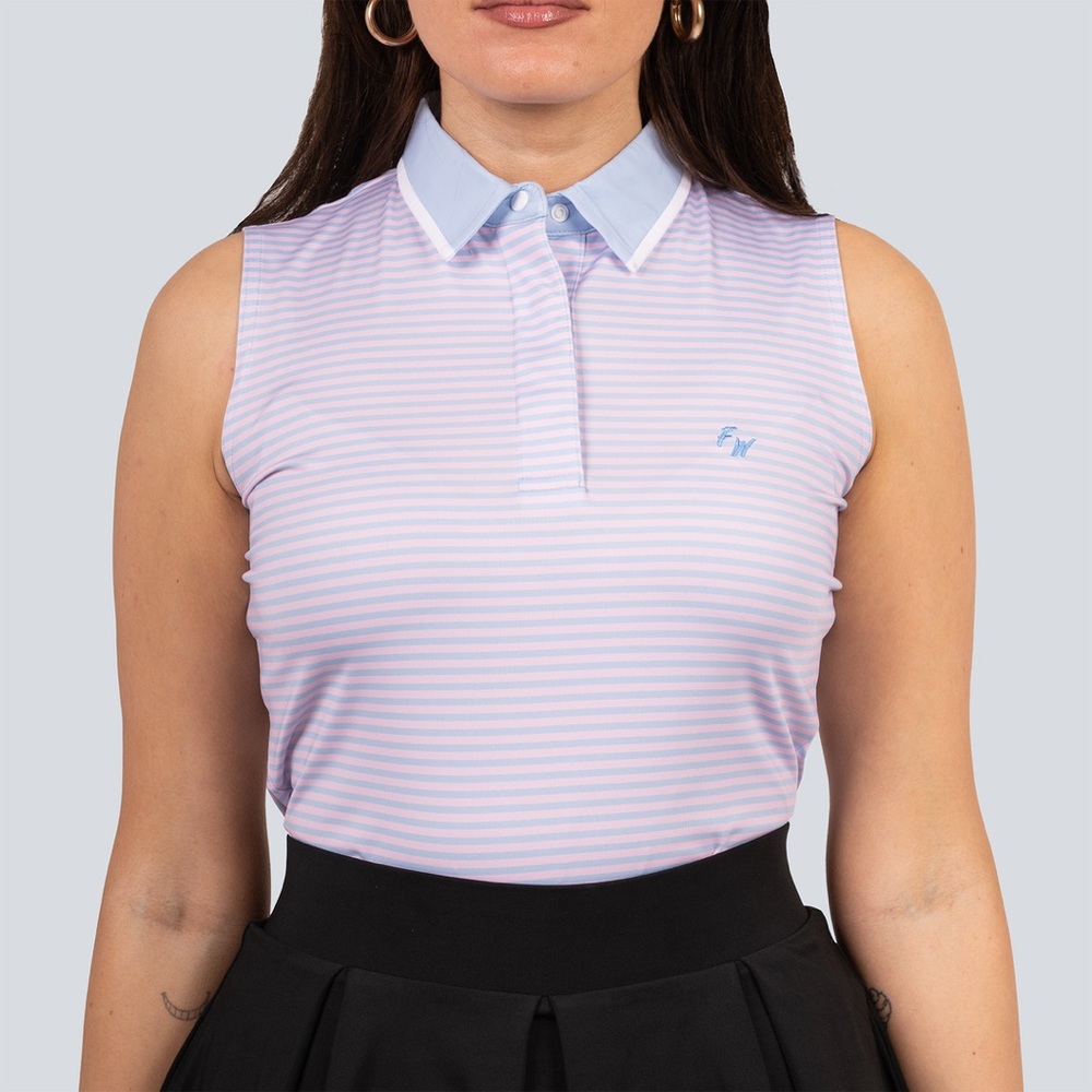 Full Wedge Women’s Pink Horizon Sleeveless Golf Polo